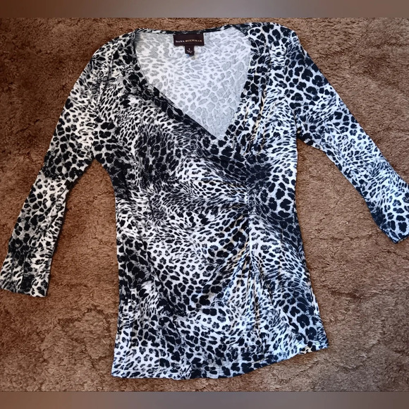Dana Buchman Womens Blouse Purple Cheetah Size Small - Picture 1 of 3